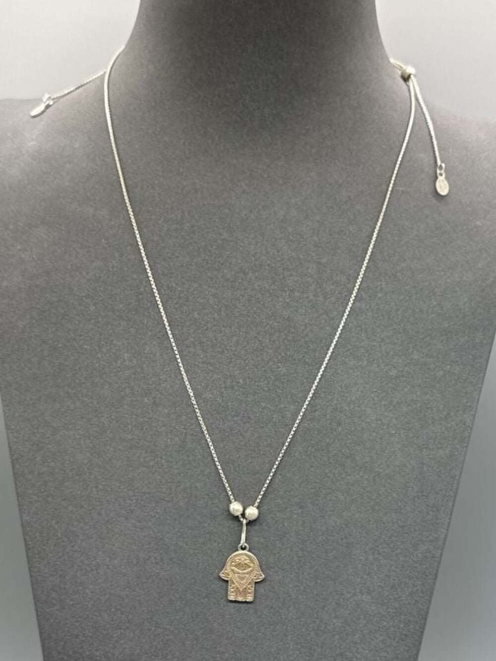 Alex and Ani Hand of Fatima Hamsa Adjustable Sterling Silver Necklace 975
